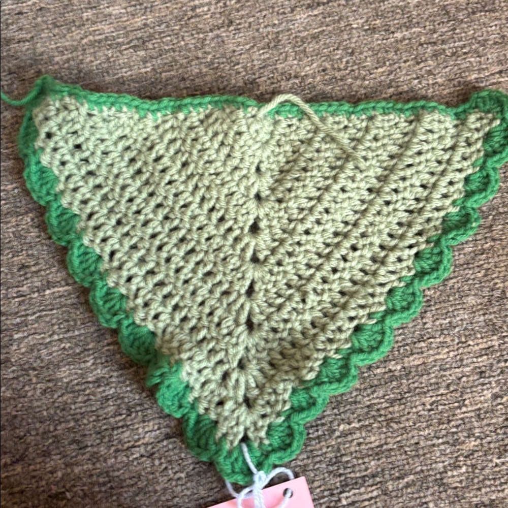 2 Handmade Crochet  bandannas green & blue
